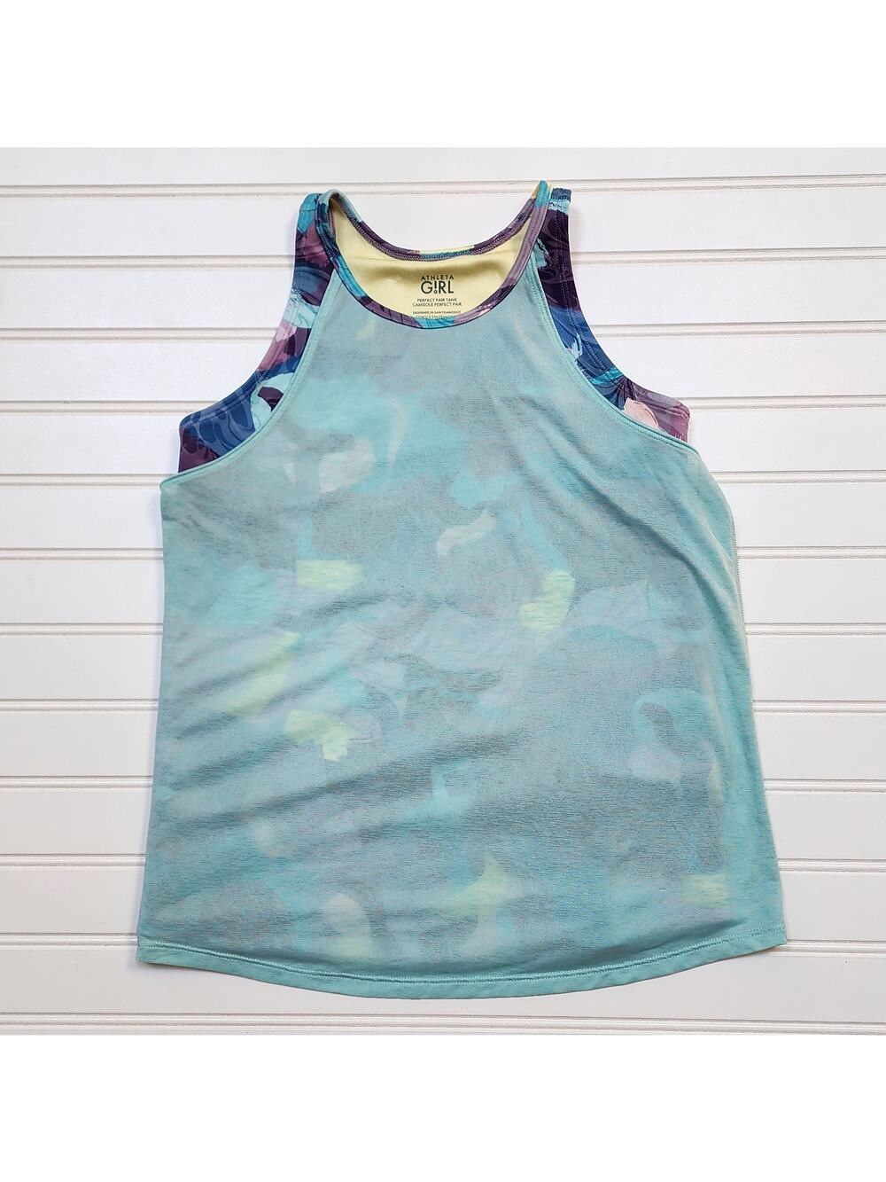 Athleta Girl Perfect Pair Layered Tank Top Size L (12) Vivid Stroke Multi